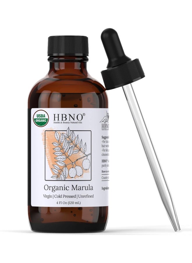 hbno HBNO Organic Marula Oil - Huge 4 oz (120ml) Value Size - USDA Certified Organic Marula Seed Oil, Cold Pressed for Face, Body, Lips, Shampoo & Conditioner  - Image 1