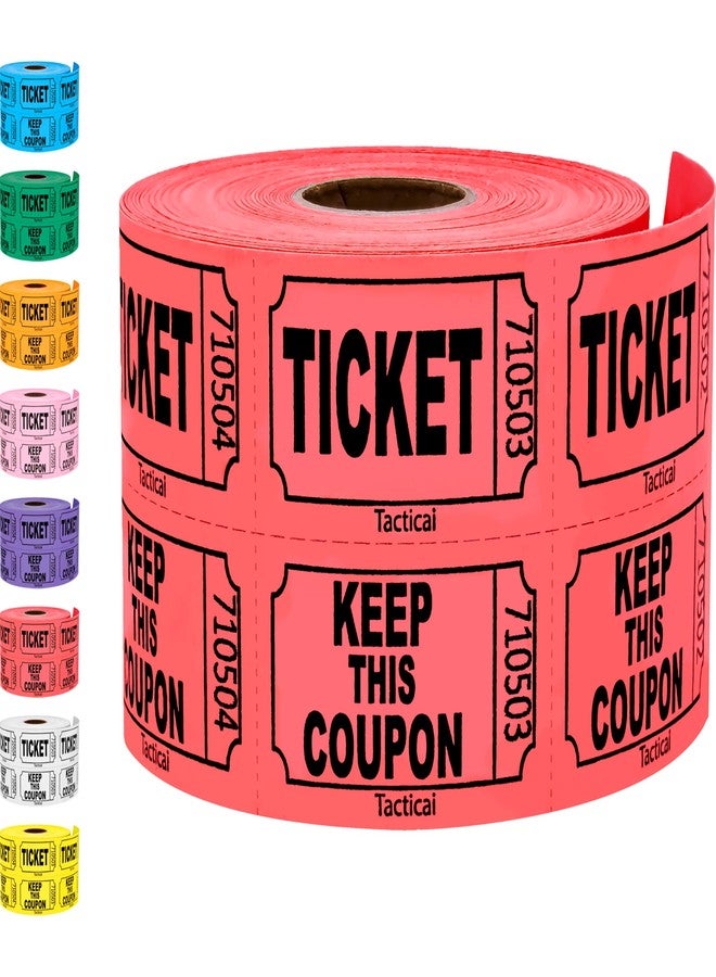 Tacticai 500 Raffle Tickets, Red (1 of 8 Colors), Double Roll, Ticket for Events, Entry, Class Reward, Fundraiser & Prizes - Image 1