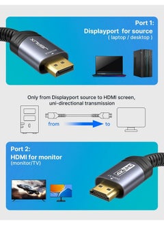 JSAUX 4K Displayport To Hdmi Cable 10Ft Dp To Hdmi Male Video Uhd 1440P 2K@120Hz4K@30 Nylon Dp To Hdtv Uni Directional Cord For Dell Monitor Projector Desktop Amd Nvidia Lenovo Hp Thinkpad  - Image 3