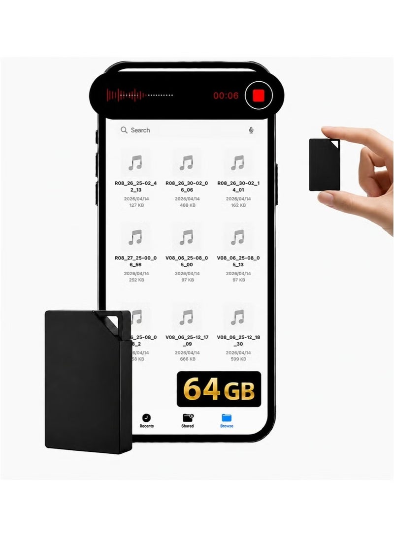 LAESO LASEO Hidden Voice Recorder | 64GB | Mini Spy Audio Recorder | DSP 5.0 Noise Reduction | Voice Activated Recording | for Classes Meetings - Image 2