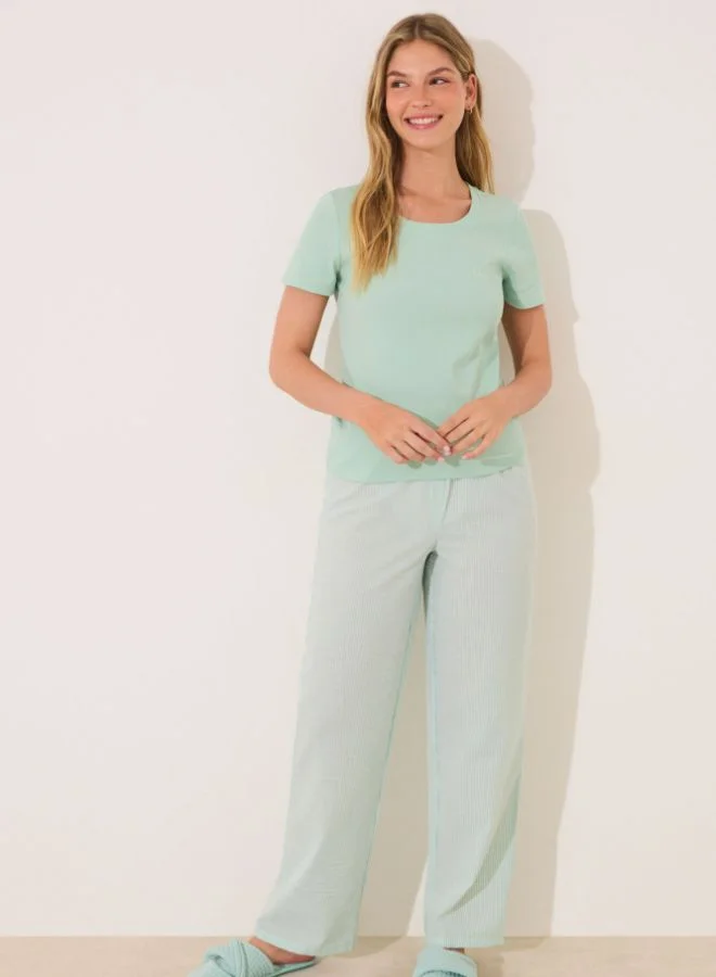 women'secret Green cotton short sleeve sleeved pyjamas
