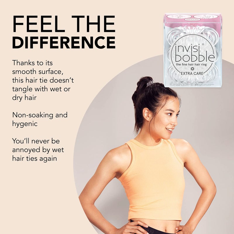 invisibobble Extra Care Traceless Spiral Hair Ties - Pack of 3 Crystal Clear - Strong Elastic Grip Coil Hair Accessories for Women - No Kink - Gentle for Girls Teens Toddlers and Fine Hair - Image 3