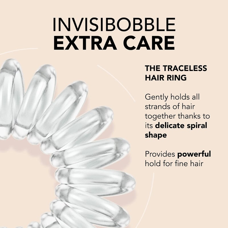 invisibobble Extra Care Traceless Spiral Hair Ties - Pack of 3 Crystal Clear - Strong Elastic Grip Coil Hair Accessories for Women - No Kink - Gentle for Girls Teens Toddlers and Fine Hair - Image 2