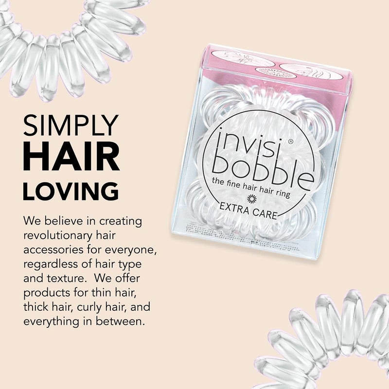 invisibobble Extra Care Traceless Spiral Hair Ties - Pack of 3 Crystal Clear - Strong Elastic Grip Coil Hair Accessories for Women - No Kink - Gentle for Girls Teens Toddlers and Fine Hair - Image 5