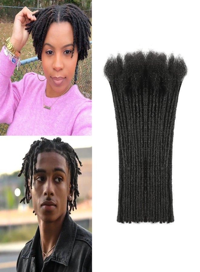 Vlliyava 0.4 cm Width 4 Inch 60 Strands Human Hair Loc Extensions, Natural Black 100% Full Handmade Permanent Real Human Hair Dreadlock Extensions for Women/Men/Kids Can Be Dyed Bleached Curled Twisted - Image 1