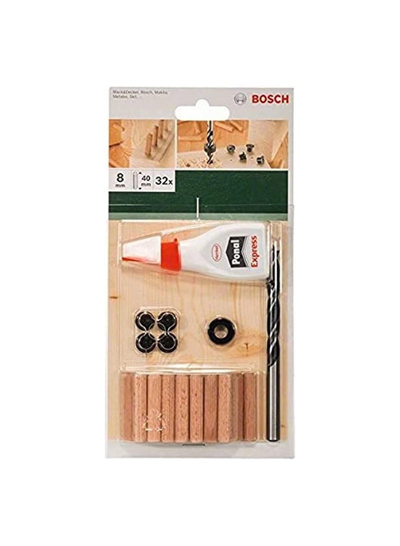 BOSCH Wooden Dowels Set 8x30mm 32Pcs 2609255306