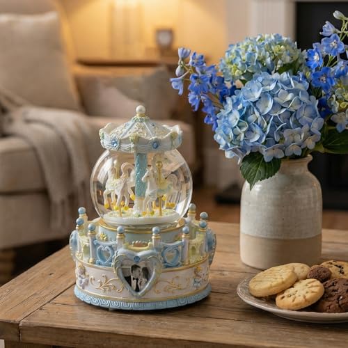 Mr.Winder Carousel Horse Music Box Girls Gift - Merry Go Round Snow Globe for Daughter Women Wife Mom Mother Day Anniversary Christmas Birthday Present Play You are My Sunshine - Image 2