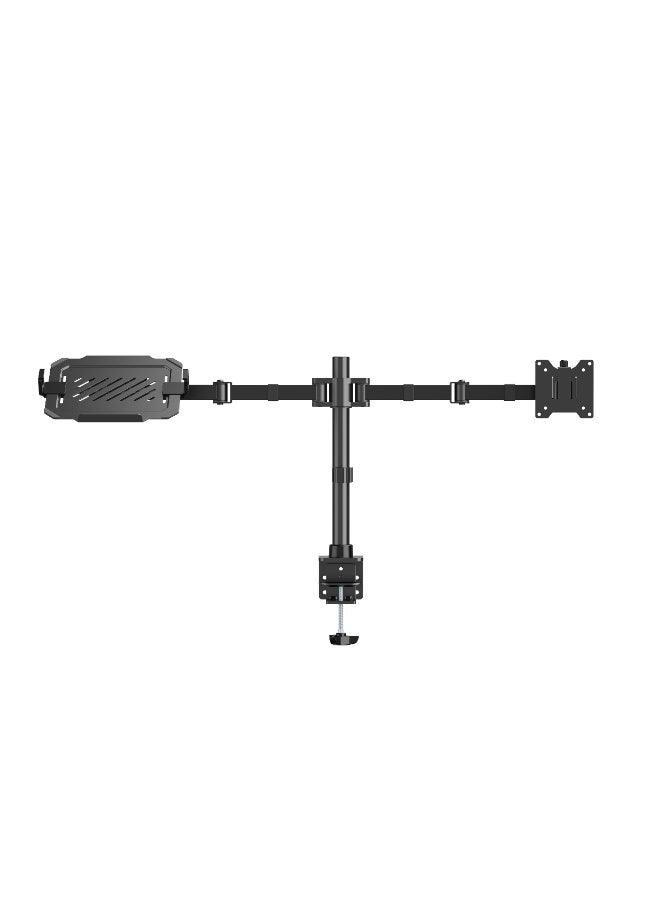 Skill Tech Skilltech SH91 C024ML Heavy-Duty Monitor Arm with Laptop Holder | Supports 17"–35" Screens (20kg) + Laptop Tray (9kg) | Full Motion Tilt/Swivel/Rotation | VESA 100×100 | Clamp & Grommet Mount – Matte Black - Image 5