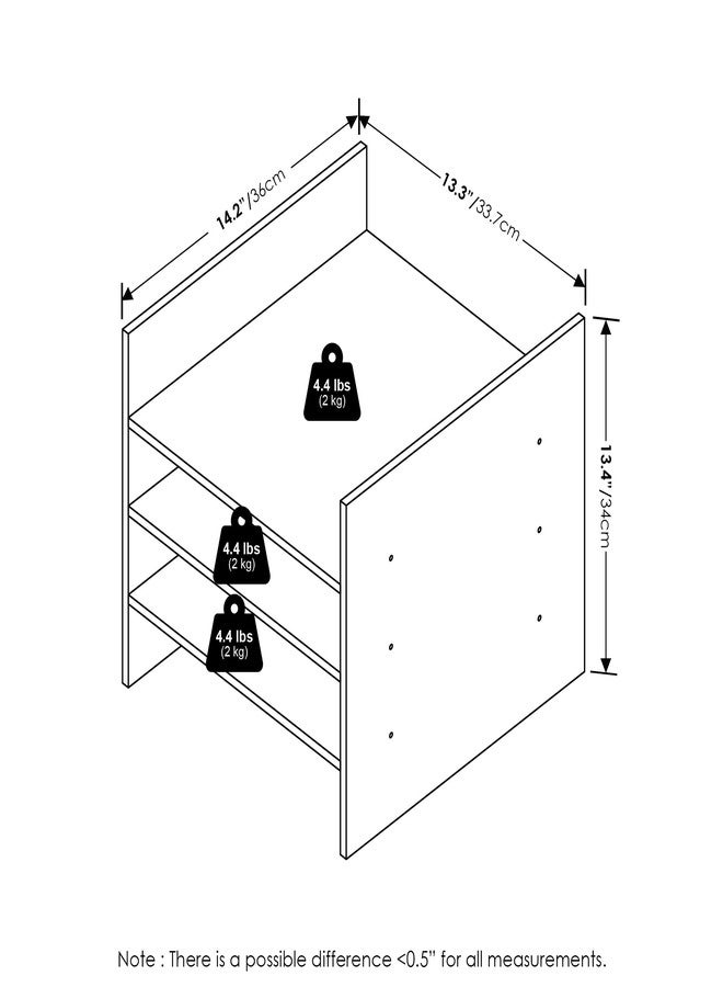 فورينو وحدة تخزين مكعبات فورينو، منظم مكعبات بثلاثة أرفف، يناسب المكعبات السميكة جدًا، للتنظيم والتخزين، لون بلوط داكن (لا يناسب رفوف ايكيا كالاكس) - Image 2