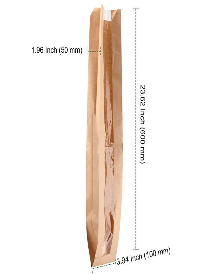 PINGEUI 200 Pack Baguette Bread Bags, 24 x 4 x 2 Inch Long Paper Bread homemade Bag with Window, Kraft Brown French Breads Bags for Doughnuts, Muffins, Sandwich - Image 2