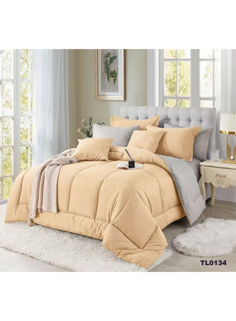 Comforter Set for Single Bed 5-Piece Winter Quilt set Microfiber fabric with Cotton Filling 220 x 160 cm