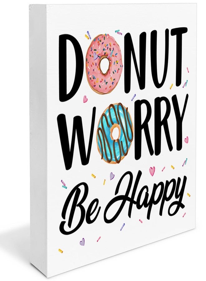 ZOSAN Funny Kitchen Decor Donut Worry Be Happy Wood Block Sign Home Kitchen Desk Table Shelf Decoration - Image 1