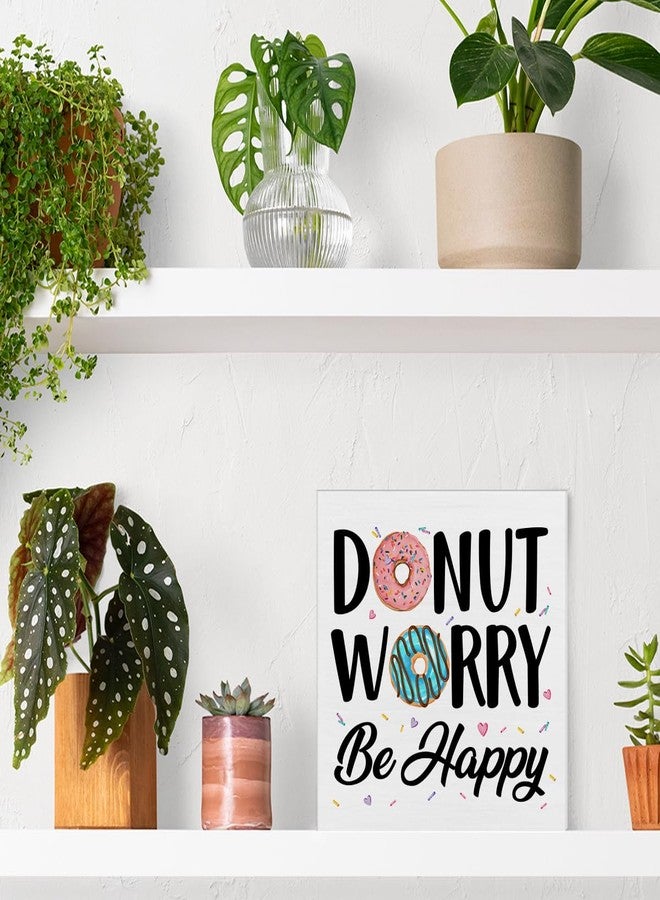 ZOSAN Funny Kitchen Decor Donut Worry Be Happy Wood Block Sign Home Kitchen Desk Table Shelf Decoration - Image 4