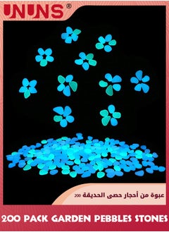 UNUNS أحجار الحصى المضيئة في الحديقة، أحجار الحصى المضيئة في الحديقة في الظلام لتزيين الفناء والممرات، أحجار مضيئة مزخرفة باللون الأزرق، 200 قطعة  - Image 4