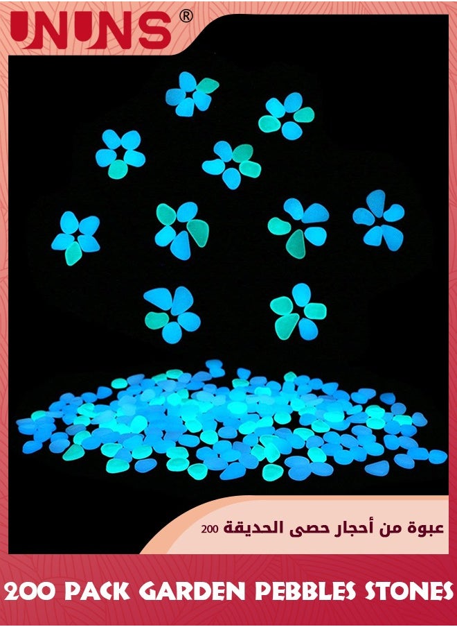 UNUNS Garden Pebbles Stones,Glow In The Dark Garden Pebbles Stones Rocks For Yard And Walkways Decor,DIY Decorative Luminous Stones In Blue,200 PCS  - Image 4
