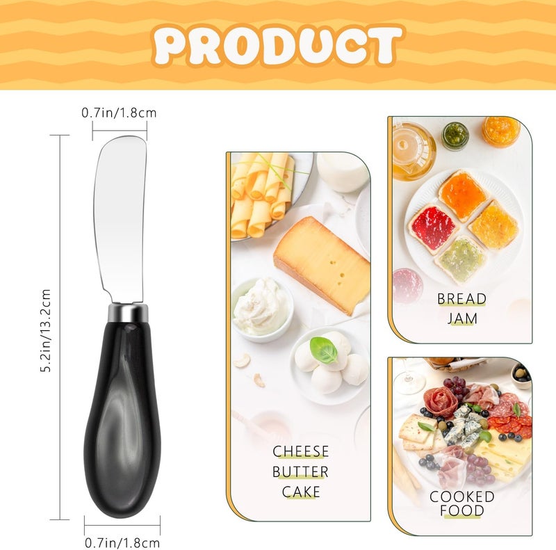 Mlurcu Butter Spreader Knives Set of 4, Stainless Steel Butter Knife with Porcelain Handles, Blunt Edge Cheese Spreader Set for Soft Cheese, Butter, Jam, Charcuterie, Pastry - Image 2
