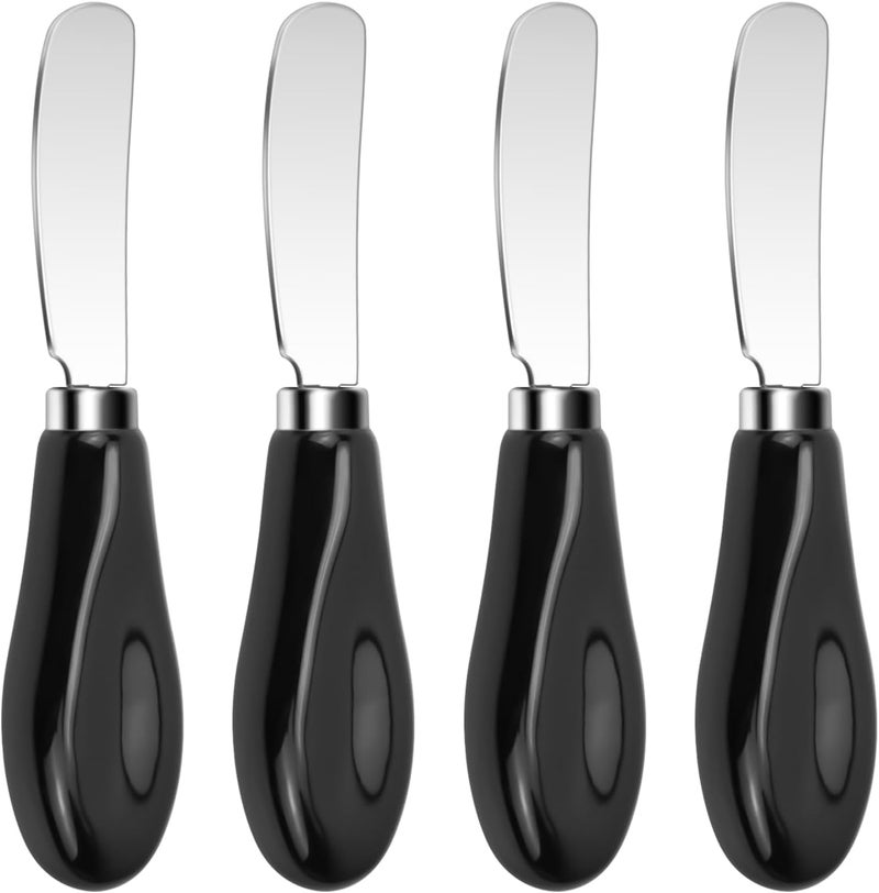 Mlurcu Butter Spreader Knives Set of 4, Stainless Steel Butter Knife with Porcelain Handles, Blunt Edge Cheese Spreader Set for Soft Cheese, Butter, Jam, Charcuterie, Pastry - Image 1