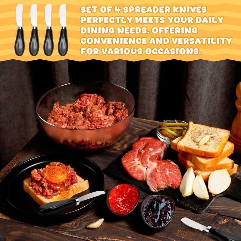 Mlurcu Butter Spreader Knives Set of 4, Stainless Steel Butter Knife with Porcelain Handles, Blunt Edge Cheese Spreader Set for Soft Cheese, Butter, Jam, Charcuterie, Pastry - Image 4