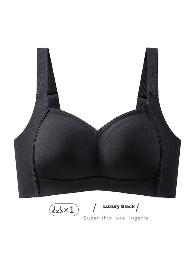 Finseech Adjustable Anti-spillage Bra For Large Side Support And Gynecomastia, Seamless, Luxury Black, 90b Cd
