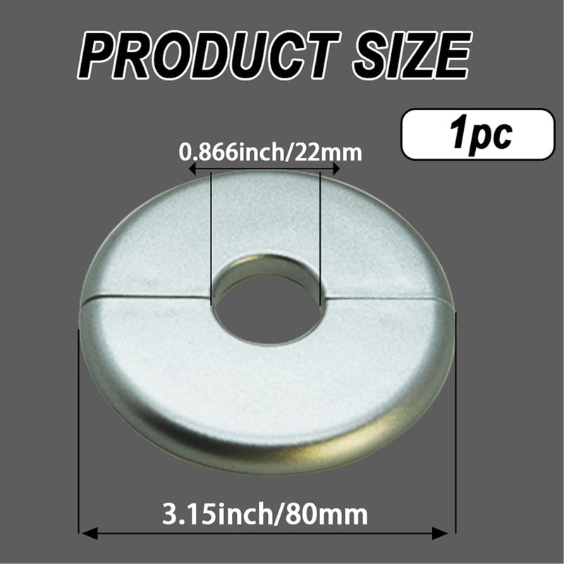 CAcoverVA 1 Piece ABS Wall Split Flange Round Self-Adhesive Escutcheon Plate Cover Plumbing Pipe Cover for Water Pipe Faucet Decoration 0.87"/22mm, Silver - Image 1