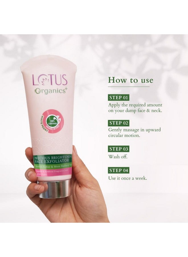 Lotus Organics+ Precious Brightening Face Exfoliator (Face Scrub), Removes Dead Skin Cells & Tackles Uneven Skin Texture, 100 G  - Image 2