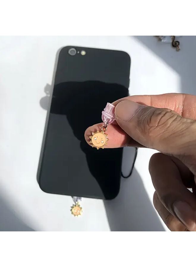 Mini Happy Face Sun Phone Dust Plug For iPhone Aluminum Alloy Charging Port Protector - Image 5