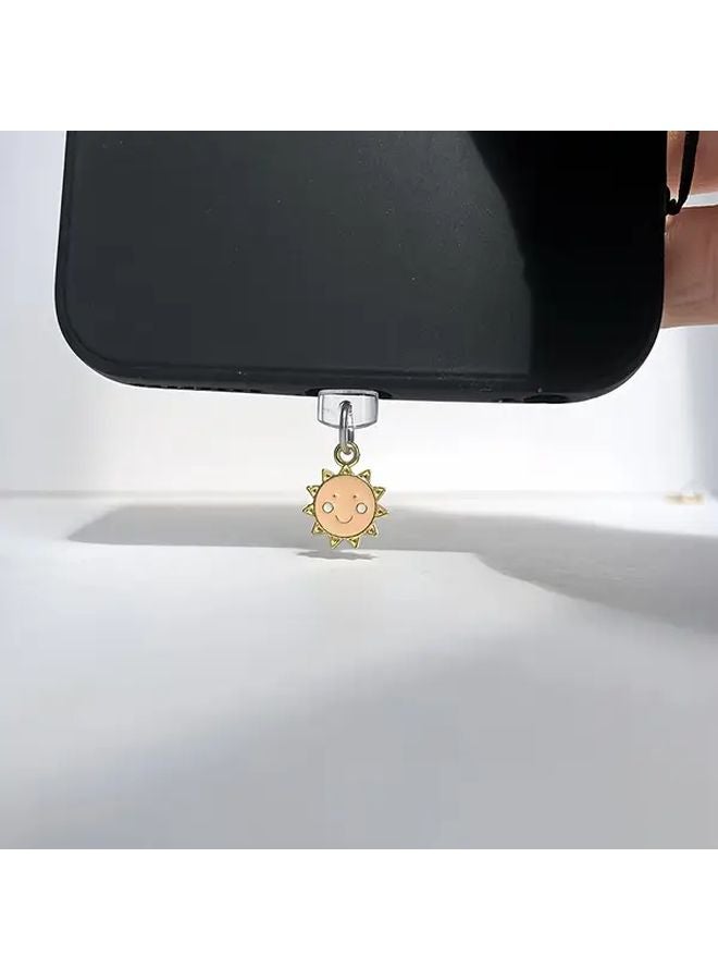 Mini Happy Face Sun Phone Dust Plug For iPhone Aluminum Alloy Charging Port Protector - Image 1