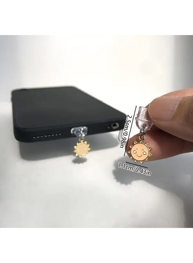 Mini Happy Face Sun Phone Dust Plug For iPhone Aluminum Alloy Charging Port Protector - Image 3