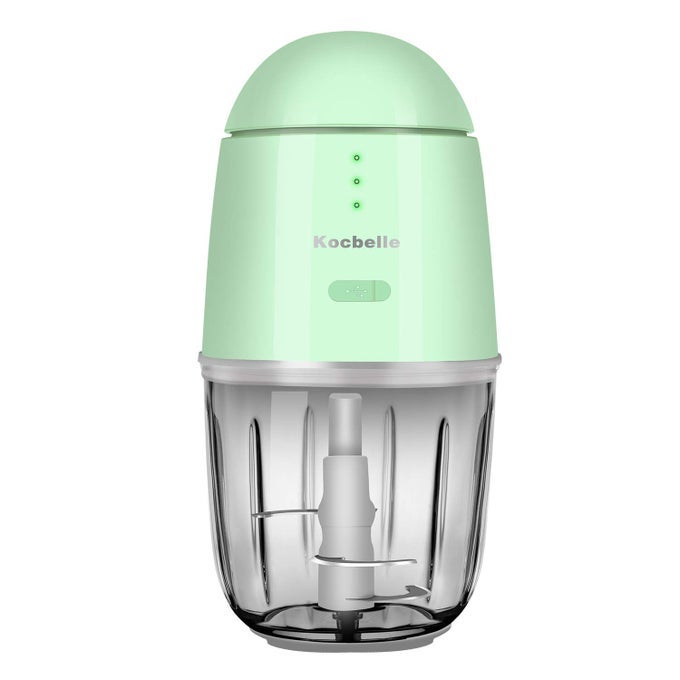 معالج طعام لاسلكي صغير محمول لتقطيع الخضروات والفواكه والسلطة والبصل والثوم KITCHEN13CUP 10 0Z150 واط، وعاء زجاجي، آمن للغسالة، أخضر