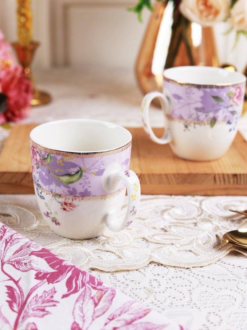 Vigneto Floral Lilac Garden Coffee Mug Set | Set of 6 Mugs, 200 ML | Finest Premium Porcelain | for Coffee/Tea | Scratch Resistant | Lead Free | Perfect for Gifting - Image 3