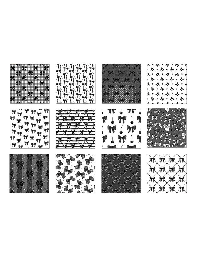 دايتويز مجموعة ورق تغليف هدايا مزخرف بنقشة فيونكة، 12 قطعة - ورق متعدد الاستخدامات 15 سم × 15 سم، مناسب لأعياد الميلاد، وحفلات الزفاف، وديكورات الهدايا، وباقات الزهور، وحشوات صناديق الهدايا. - Image 1