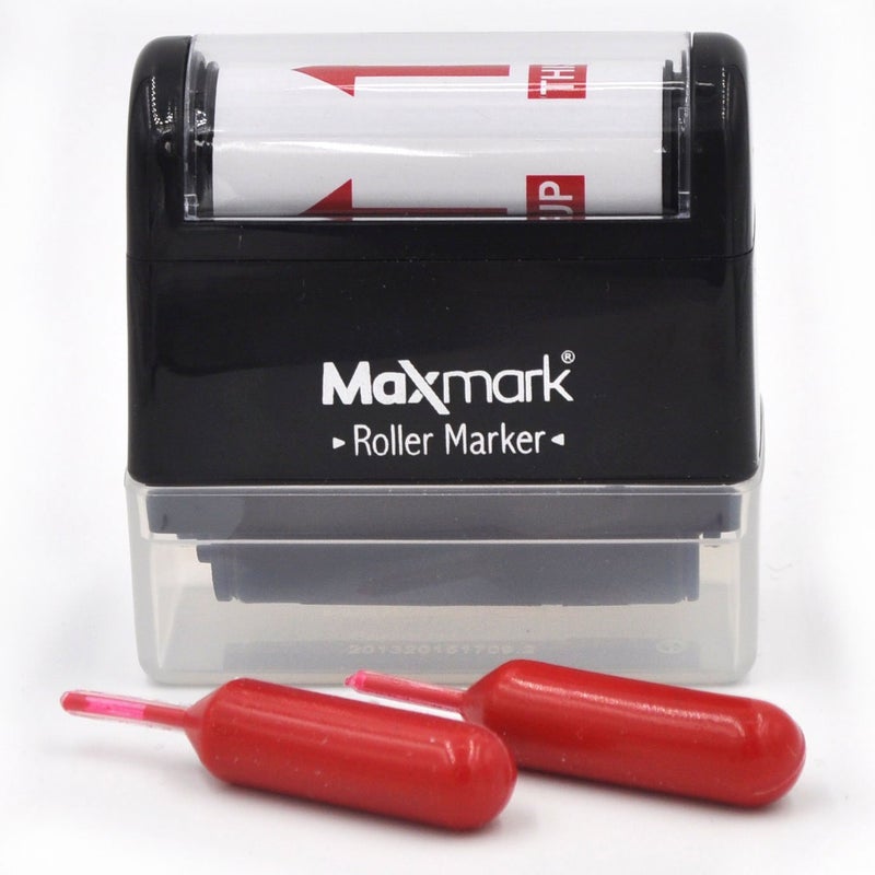 This Side UP  Roller Stamp with Two Replacement Red Ink Tubes
