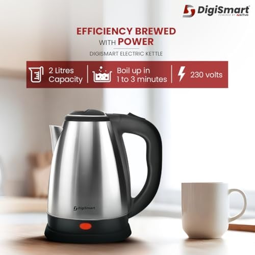 DIGISMART Mark-1 Electric Kettle 2 Litres Capacity 2000 Watts | Stainless Steel | Automatic Cut-off | Used to Boil Water | Make Tea/Coffee/Soup | Instant noodles, Electric Kettle with 1 Year warranty - Image 4
