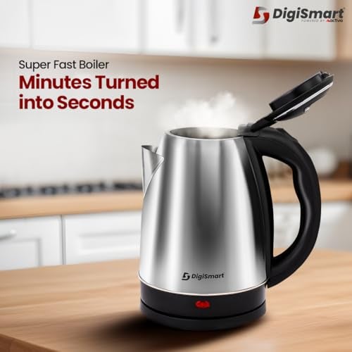DIGISMART Mark-1 Electric Kettle 2 Litres Capacity 2000 Watts | Stainless Steel | Automatic Cut-off | Used to Boil Water | Make Tea/Coffee/Soup | Instant noodles, Electric Kettle with 1 Year warranty - Image 2