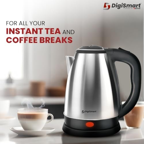 DIGISMART Mark-1 Electric Kettle 2 Litres Capacity 2000 Watts | Stainless Steel | Automatic Cut-off | Used to Boil Water | Make Tea/Coffee/Soup | Instant noodles, Electric Kettle with 1 Year warranty - Image 3