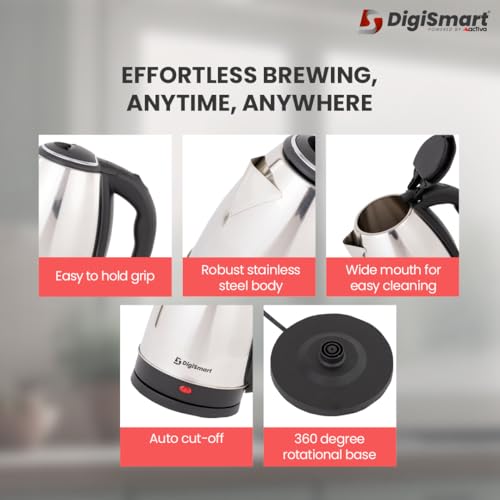 DIGISMART Mark-1 Electric Kettle 2 Litres Capacity 2000 Watts | Stainless Steel | Automatic Cut-off | Used to Boil Water | Make Tea/Coffee/Soup | Instant noodles, Electric Kettle with 1 Year warranty - Image 5