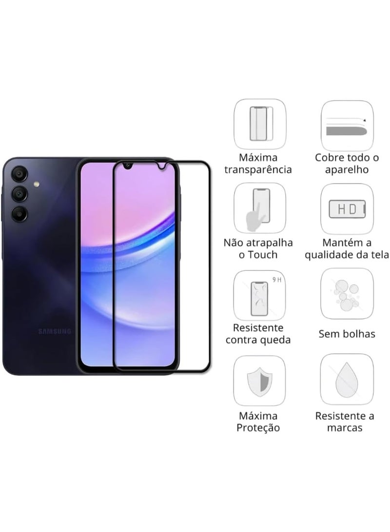 واقي شاشة زجاجي بإطار أسود لهاتف سامسونج جالاكسي A16 - A26 - Image 3