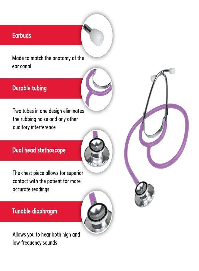 Ever Ready First Aid Dual Head Stethoscope - Lavender - Image 2