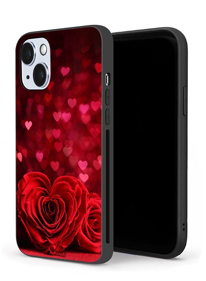 Tolwak Apple iPhone 14 Plus Protective Case Heart Flowers Abstract Art - Image 1