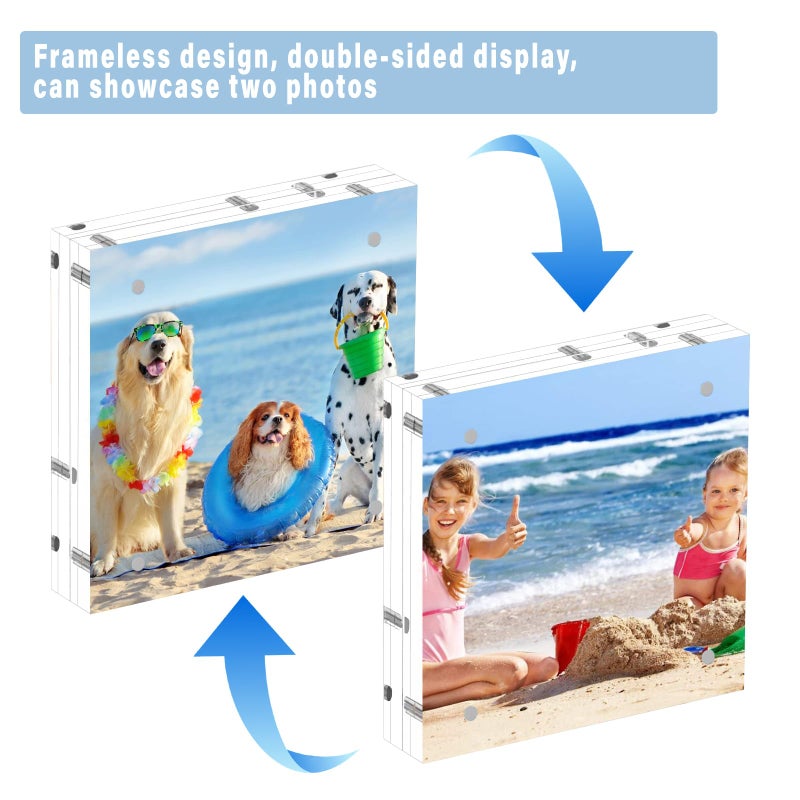 Helplex 2 Pack 6x6 إطارات صورة أكريليك 24 مم سميك مربع إطار واضح إطار مزدوج الجوانب المغناطيسي - Image 3