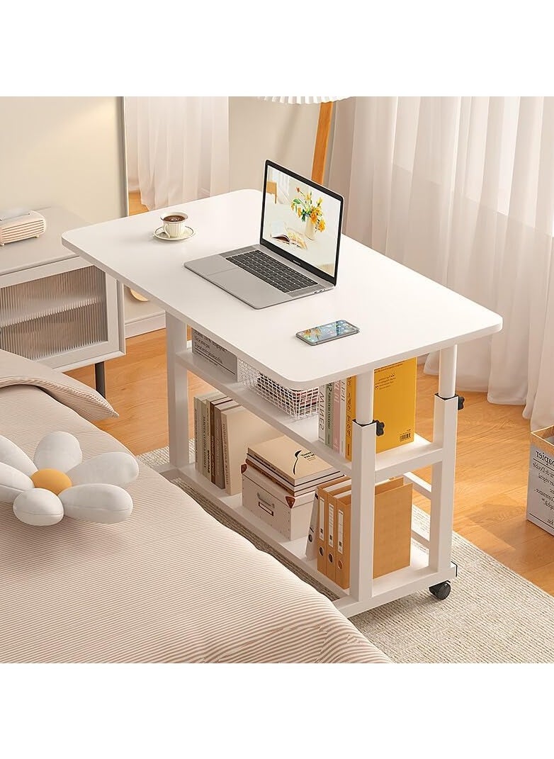 Generic - Computer Desk with Keyboard Tray Home Office Computer Workstation Rolling Study PC Height Adjustable Laptop Table for Small Spaces URG (Color :White) - Image 1