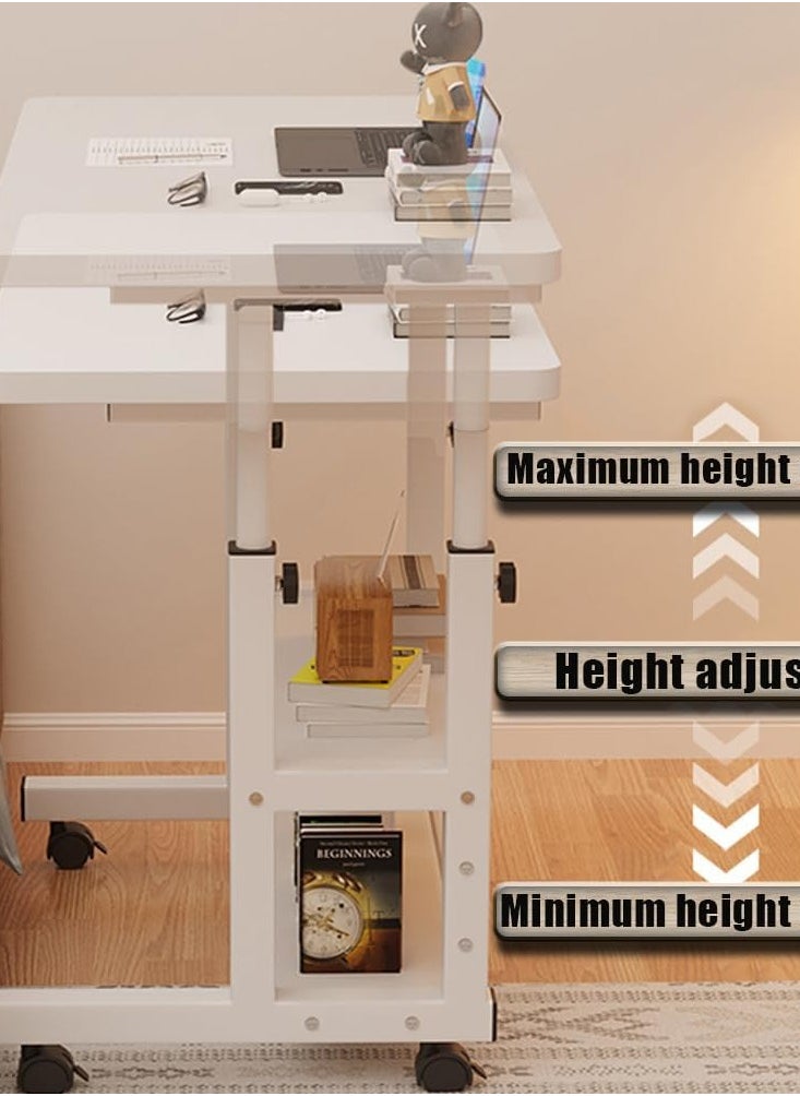 Generic - Computer Desk with Keyboard Tray Home Office Computer Workstation Rolling Study PC Height Adjustable Laptop Table for Small Spaces URG (Color :White) - Image 1