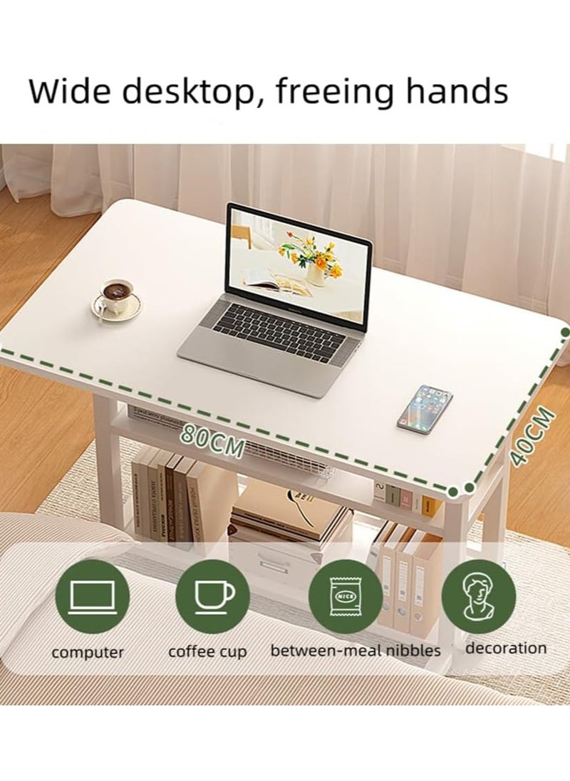 Generic - Computer Desk with Keyboard Tray Home Office Computer Workstation Rolling Study PC Height Adjustable Laptop Table for Small Spaces URG (Color :White) - Image 1