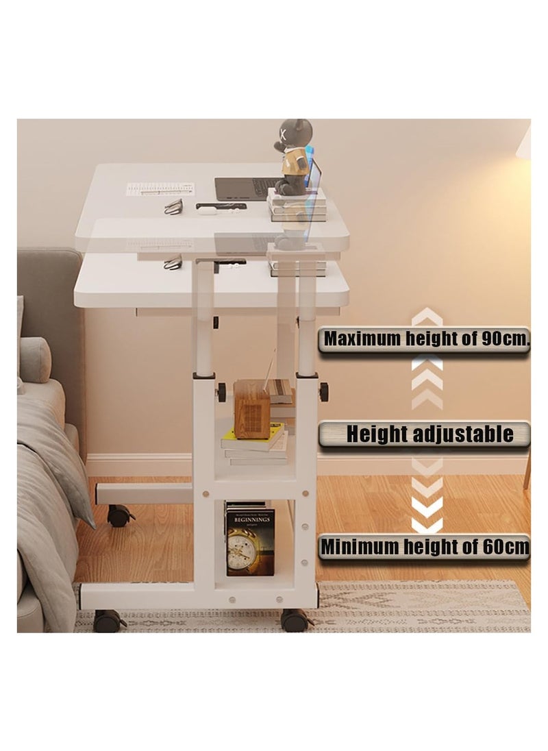 Generic - Computer Desk with Keyboard Tray Home Office Computer Workstation Rolling Study PC Height Adjustable Laptop Table for Small Spaces URG (Color :White) - Image 1