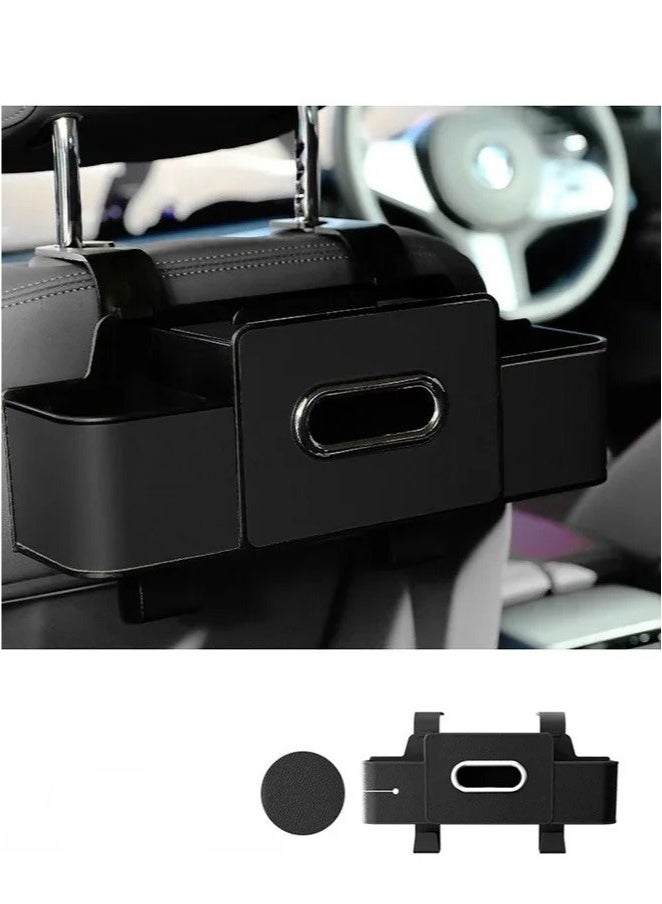 Multifunctional Car Back Seat Backrest Organizer Portable Tissue Box Wet Wipes Box Car 2-in-1 Water Cup Drink Holder Travel Phone Holder (with Hook) - Image 4