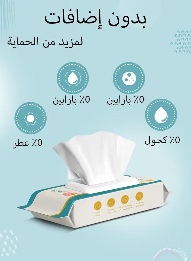 99.9٪ مناديل مبللة بالماء، مهدئة وواقية، مناديل مبللة غير كحولية وغير معطرة للأطفال ذوي البشرة الحساسة، 16x80 (1280 مناديل) مناديل مبللة للأطفال - Image 4