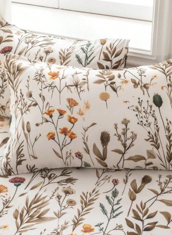 LUNA Home Queen size 6 pieces bedding set, featuring a beautiful orange and brown floral design. - Image 5