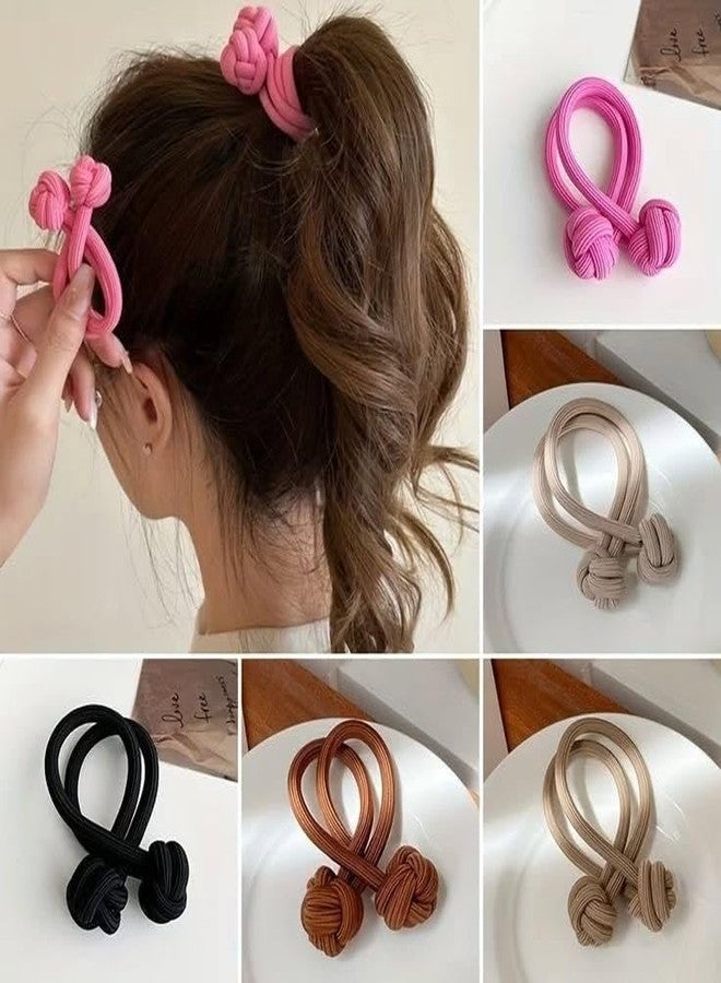 Knotted Hair Ties, Elastic Ponytail Holders, Multi-Color Pack, 5 Pieces - Image 2