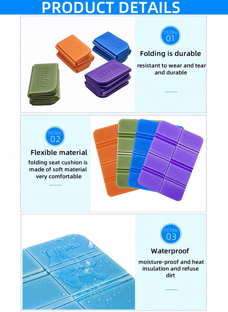Outdoor Folding Seat Cushion, 4 Pieces Waterproof Seat Cushion, Gaming Seat Cushion for Adults and Children, Outdoor Garden, Picnic, Hiking, Camping, Hunting - Image 5