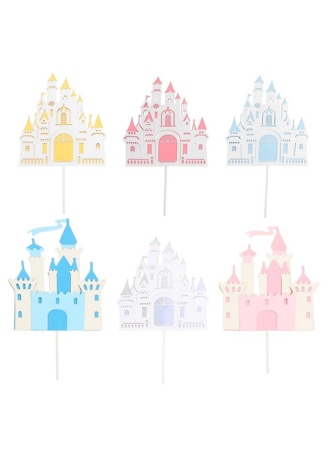 PRETYZOOM 6pcs Castle Cake Toppers, Double Layer Big Castle Cake Inserts, Princess Birthday Photo Props, Birthday, Wedding Cake Decoration - Image 1